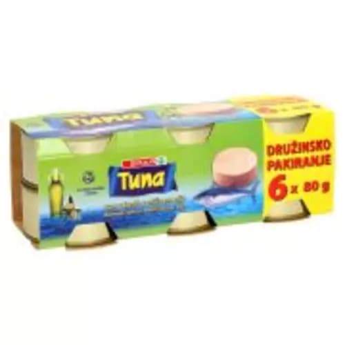 Tuna v oljčnem olju 6 x 80 g SPAR Akcija v trgovini Spar