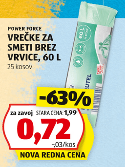 POWER FORCE Vrečke za smeti brez vrvice