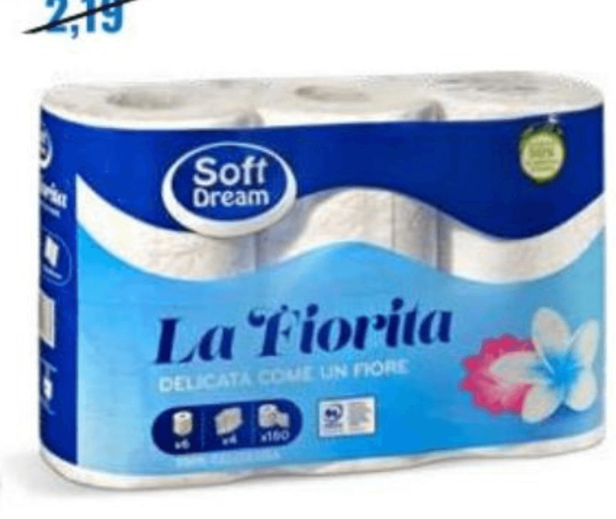 Soft Dream La Fiorita toaletni papir 4-slojni, 6 rol Akcija v trgovini Eurospin