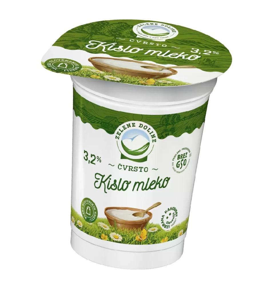 Čvrsto kislo mleko Zelene doline 180 g Akcija v trgovini E.Leclerc