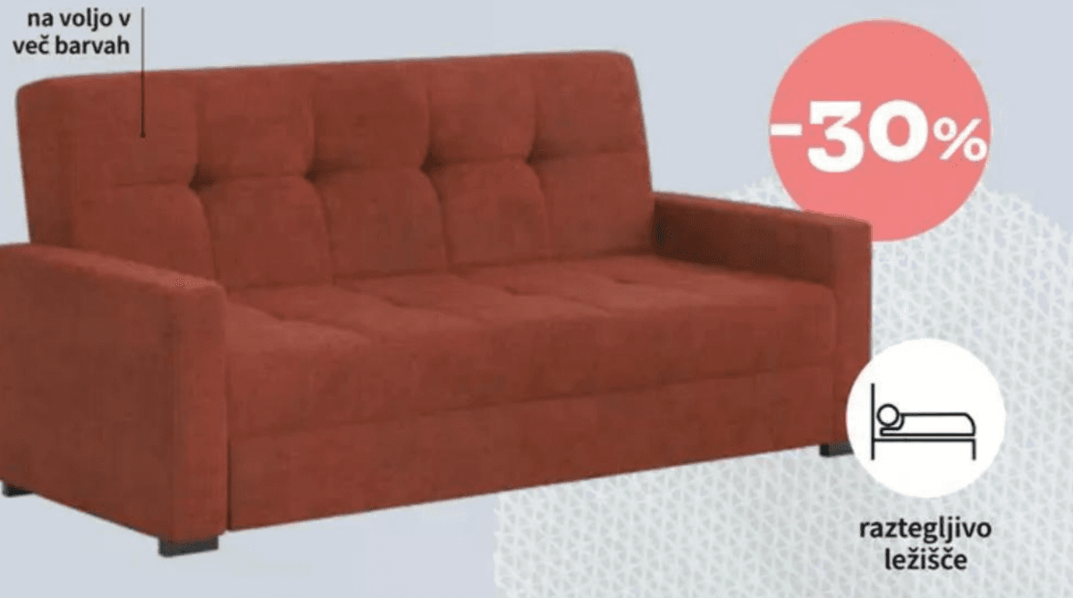 Vermont raztegljiv trosed 224 x 91 x 86 cm Akcija v trgovini Prima