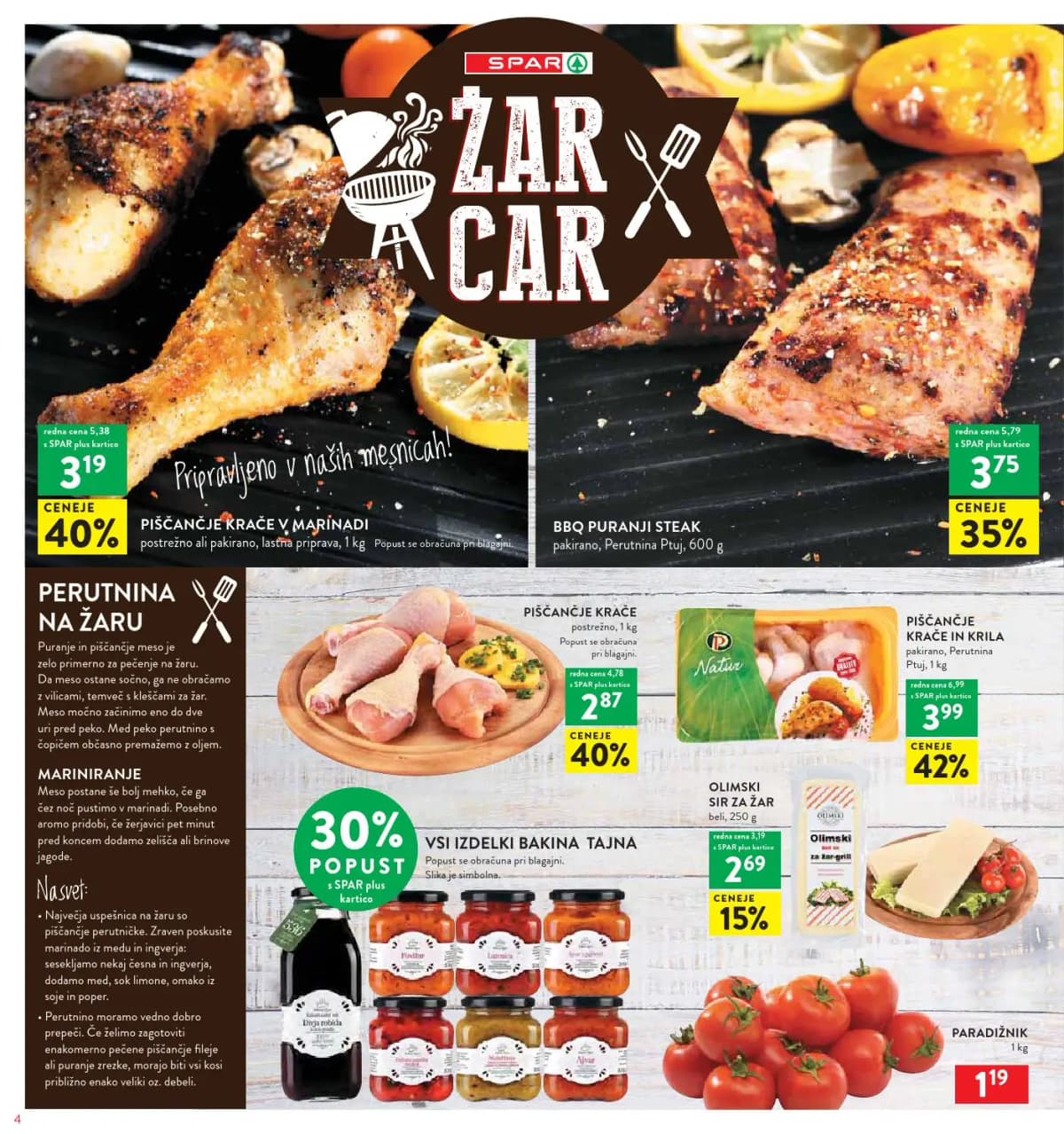 Spar BBQ marinirana piščančja krila IK 800 g Akcija v trgovini Spar