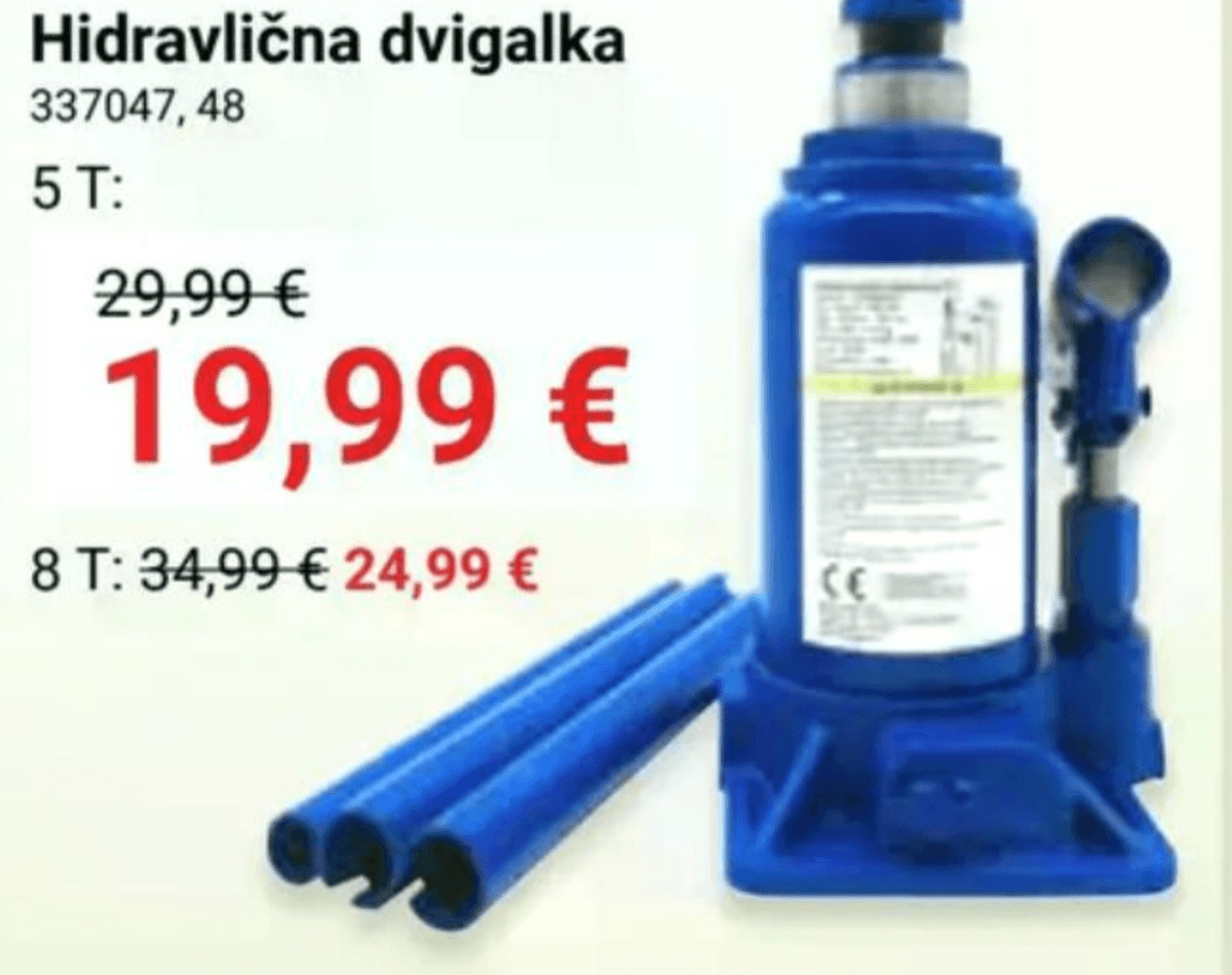 Hidravlična dvigalka Akcija v trgovini Pevex