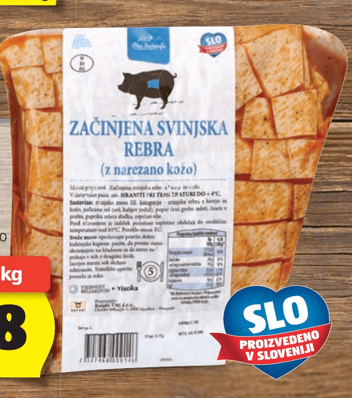 Košaki začinjena svinjska rebra Akcija v trgovini Hofer