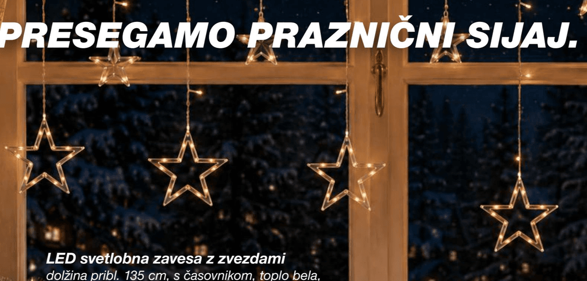 LED svetlobna zavesa z zvezdami Akcija v trgovini Kik