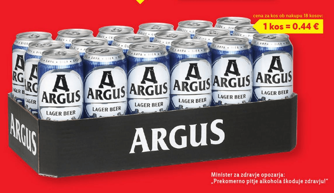 Argus svetlo pivo 0.5 l Akcija v trgovini Lidl
