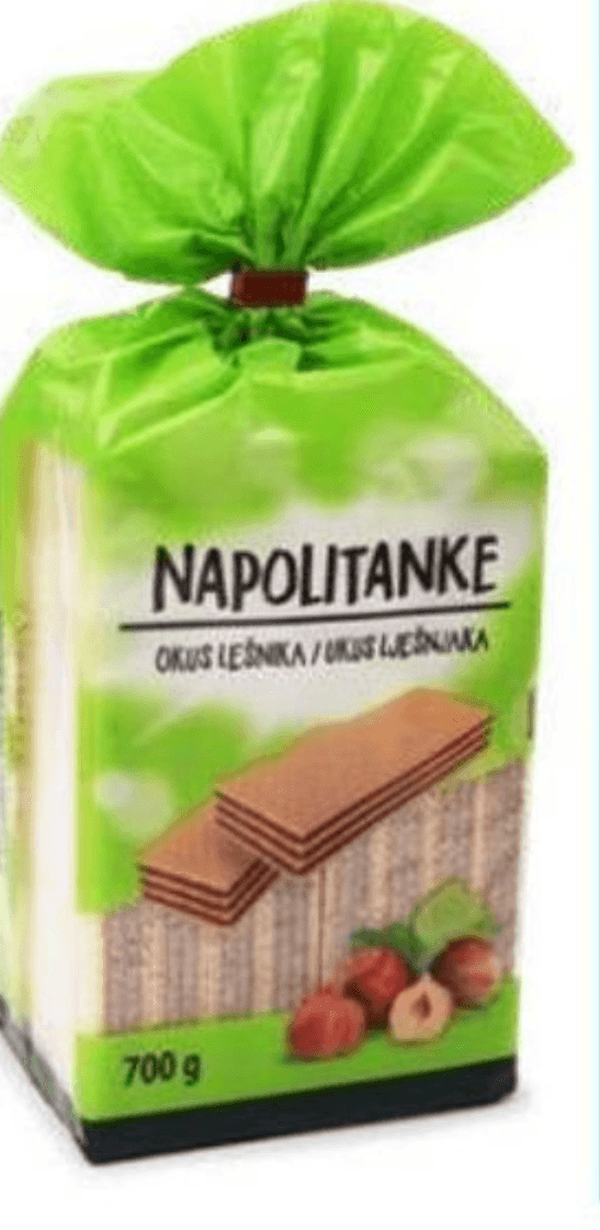 Napolitanke z lešnikovo kremo 700 g Akcija v trgovini Eurospin