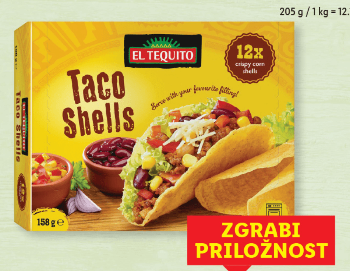 El Tequito koruzne tortilje 'Taco' 158 g Akcija v trgovini Lidl