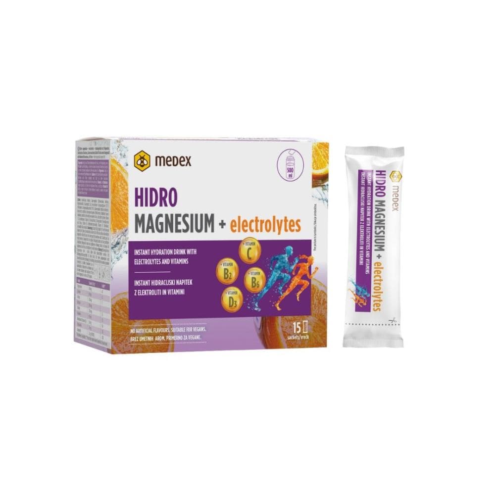 Medex Hidro Magnezij + Elektroliti 15 vrečk po 10g Akcija v trgovini E.Leclerc