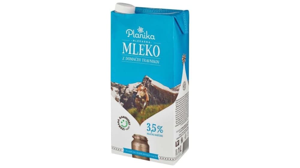 Mleko z domačih travnikov Mlekarna Planika 1 l Akcija v trgovini E.Leclerc