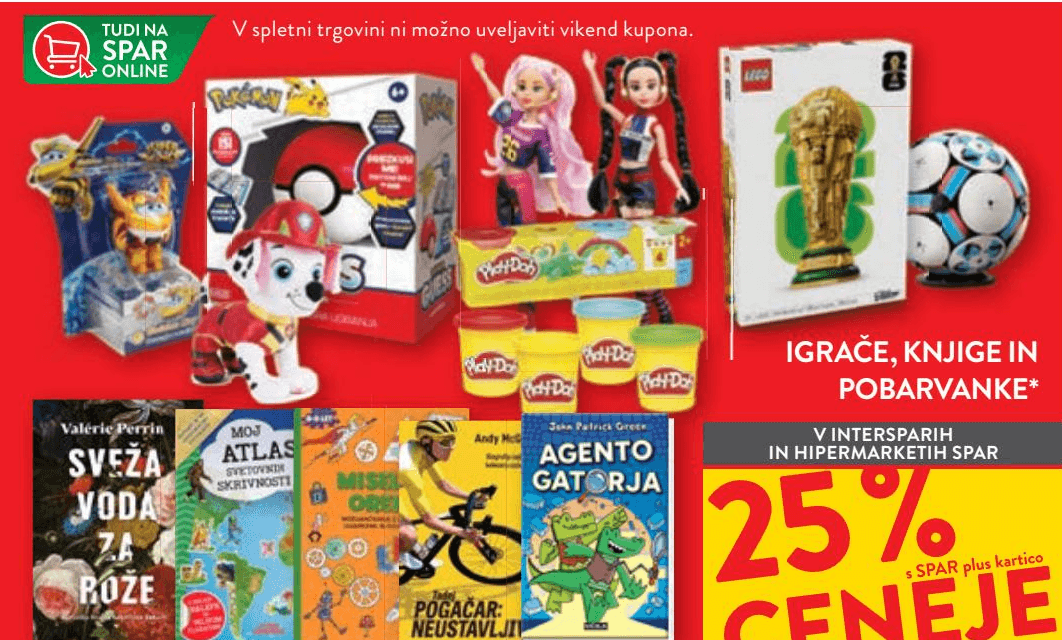 Igrače, knjige in pobarvanke Akcija v trgovini Spar