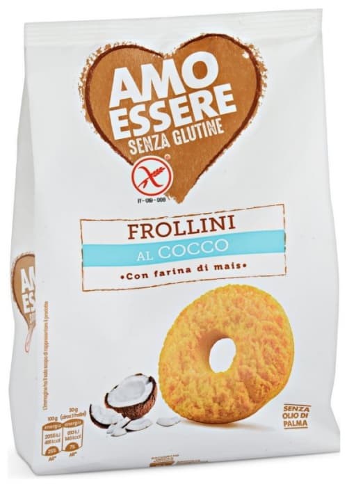 Keksi Frollini s kokosom brez glutena 250 g AMO ESSERE Akcija v trgovini Eurospin