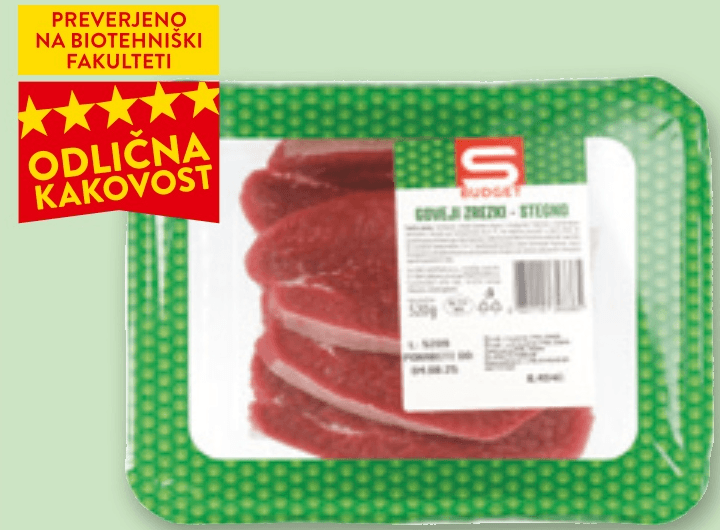 Goveji zrezki 520 g S Budget Akcija v trgovini Spar