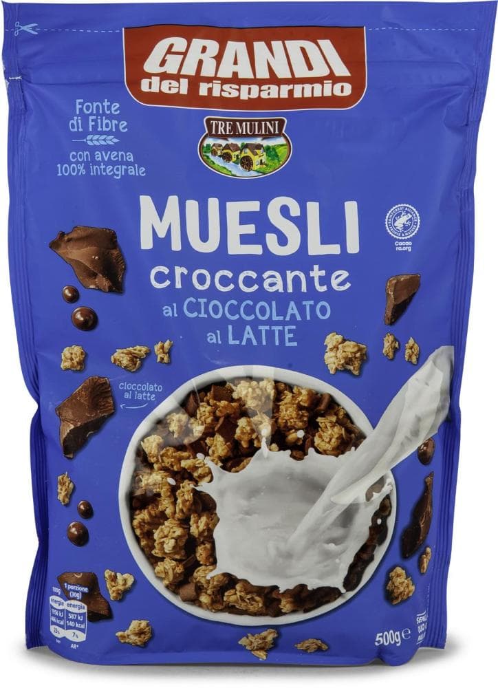 Tre Mulini hrustljavi muesli z mlečno čokolado 400 g Akcija v trgovini Eurospin