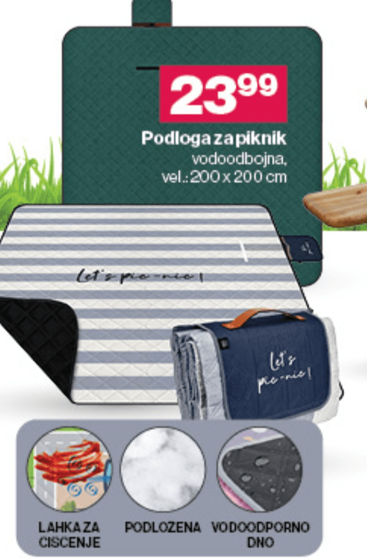 Podloga za piknik Akcija v trgovini Mercator