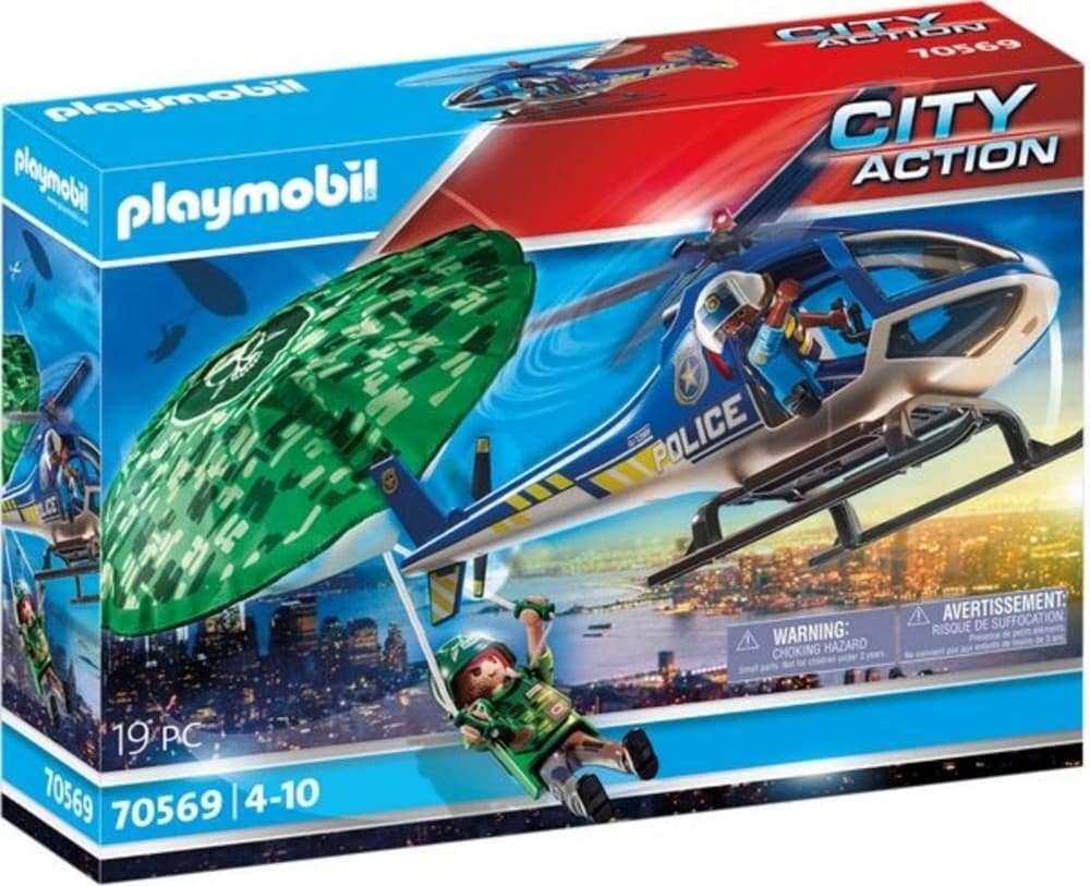 PLAYMOBIL CITY ACTION - POLICIJA-HELIKOPTER: ZASLEDOVANJE S PADALOM 41 PCS Akcija v trgovini Mueller