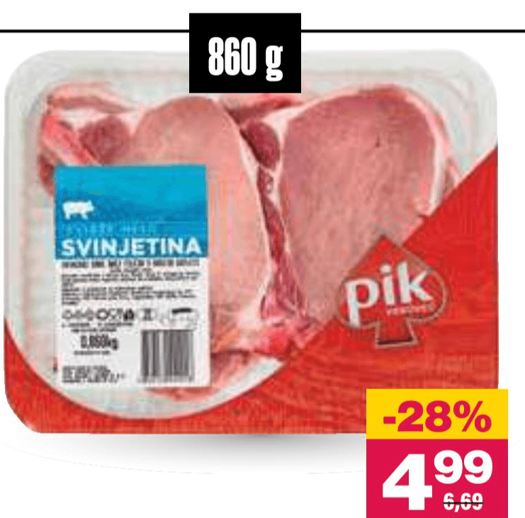 Kocke iz svinjskega stegna Z'dežele 850 g Akcija v trgovini Mercator
