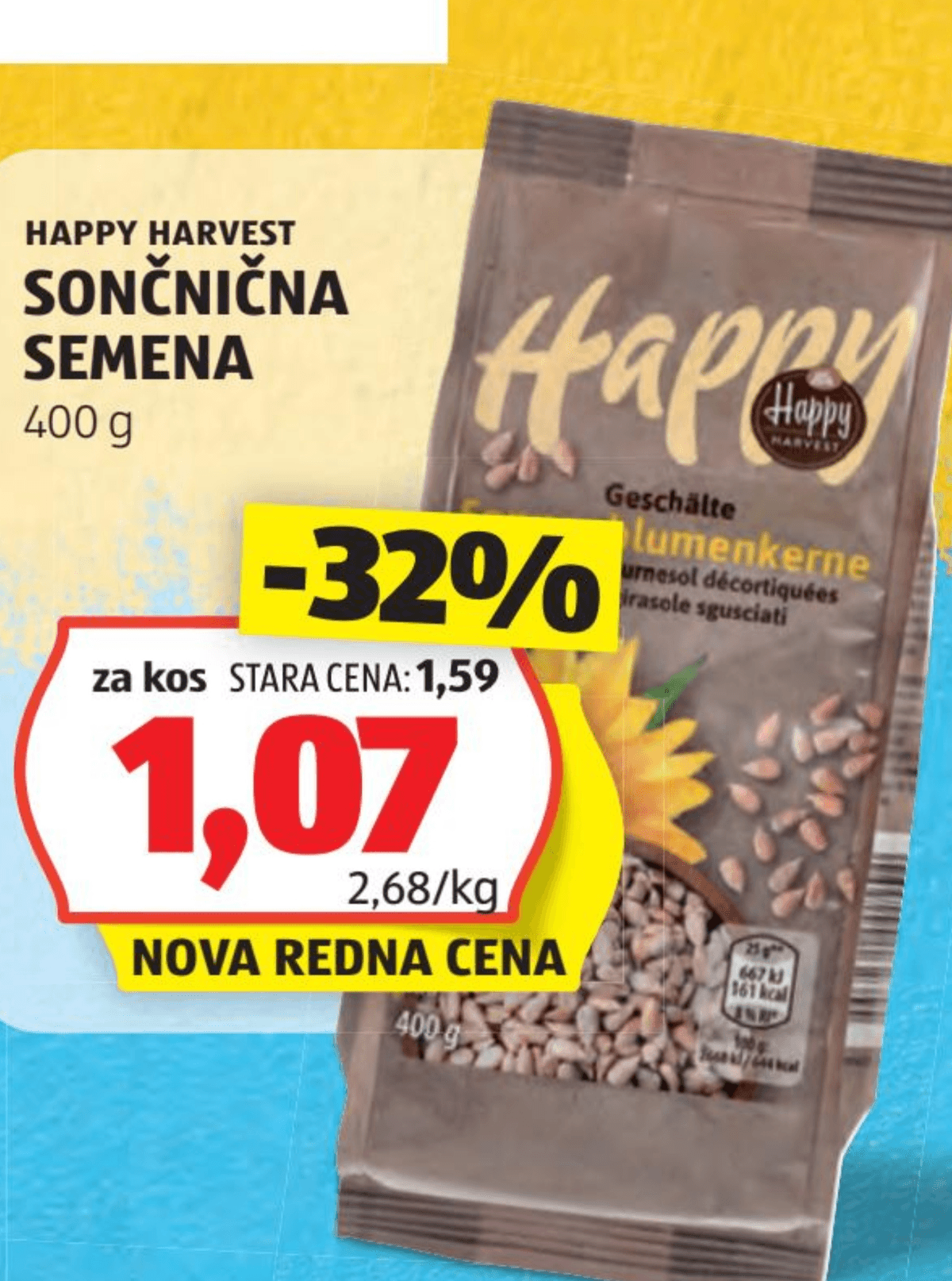 Happy Harvest Sončnična semena 400 g Akcija v trgovini Hofer