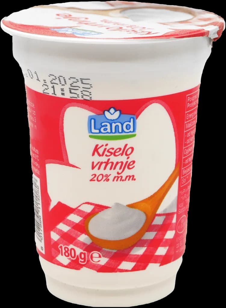 Kisla smetana z 20% M.M. 180 g Land Akcija v trgovini Eurospin