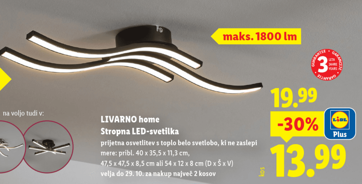 Livarno home Stropna LED-svetilka Akcija v trgovini Lidl