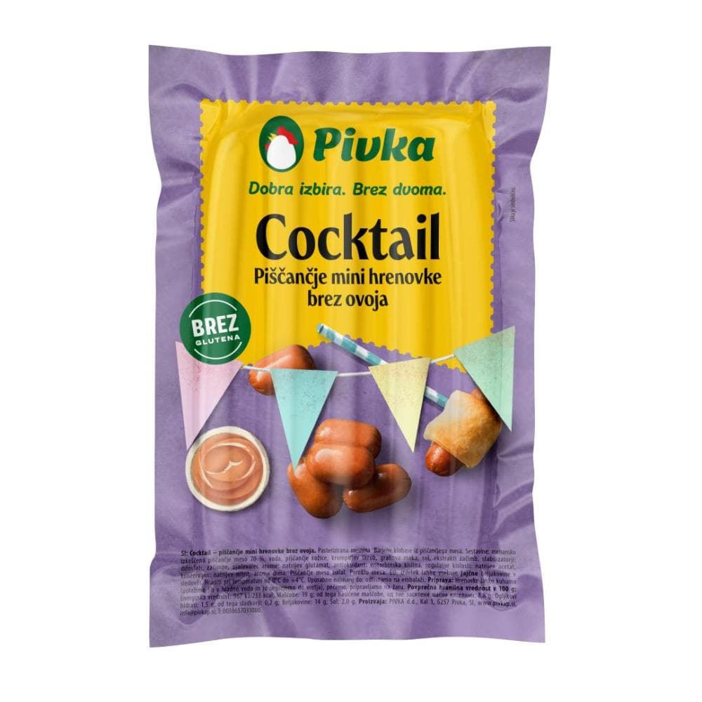 Piščančje cocktail hrenovke Pivka 500 g Akcija v trgovini E.Leclerc