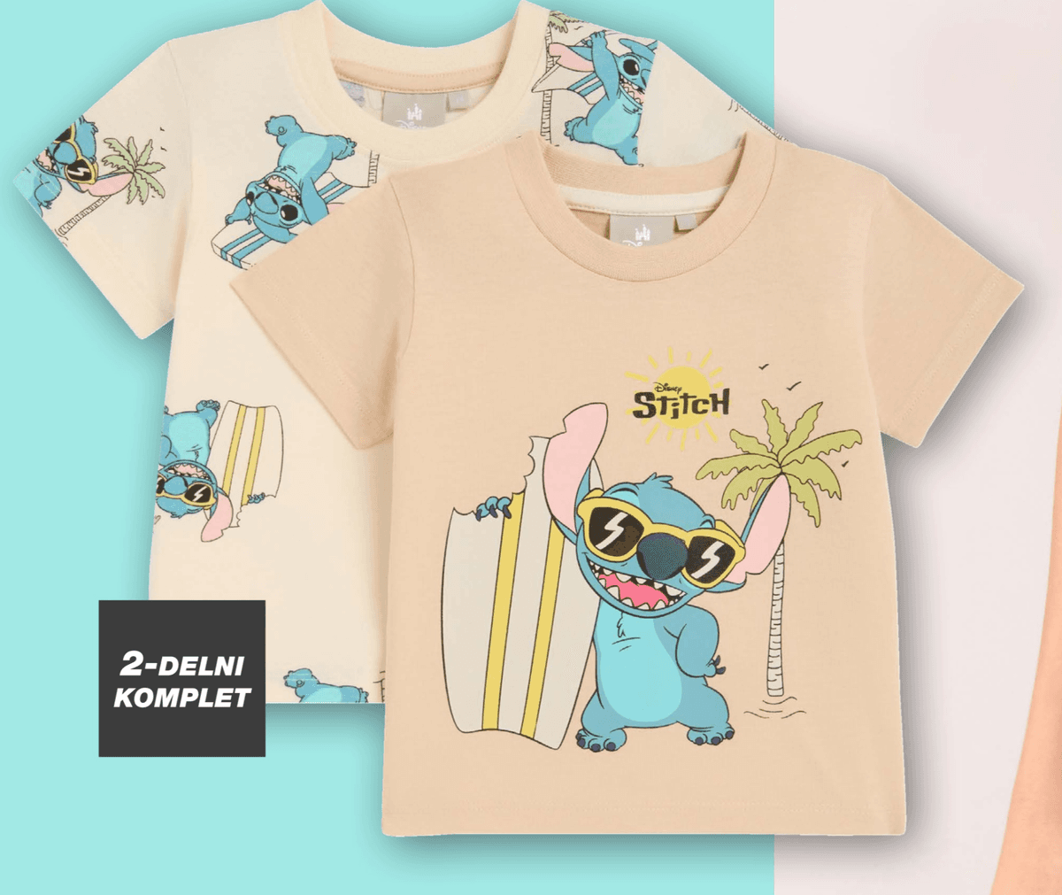 Disney Stitch 2-delni komplet majic kratek rokav za dojenčke 2 kosa Akcija v trgovini Kik