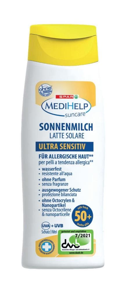 MEDIHELP MLEKO ZA SONČENJE ZF50+ Ultra Sensitive 200 ml Akcija v trgovini Spar
