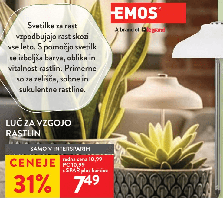 EMOS Luč za vzgojo rastlin Akcija v trgovini Spar