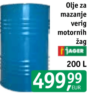Olje za mazanje verig motornih žag 200 L Jager Akcija v trgovini Jager
