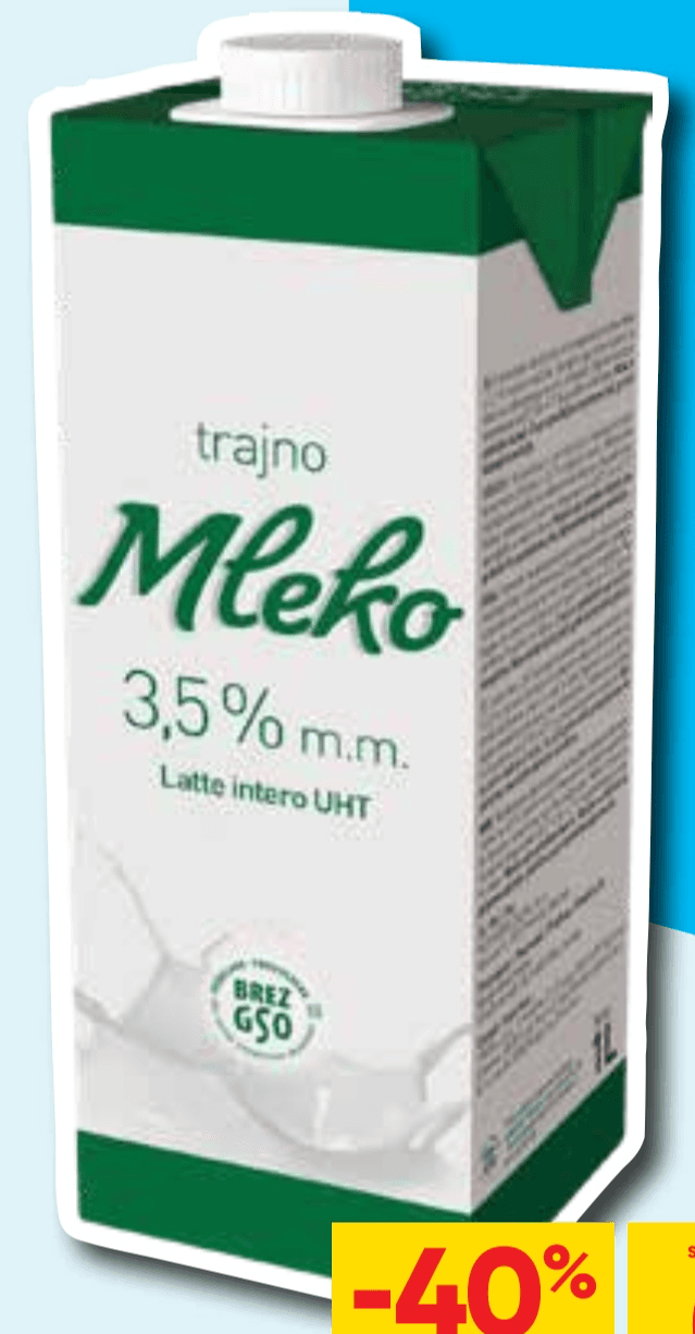 Trajno mleko 1 l Akcija v trgovini Tuš