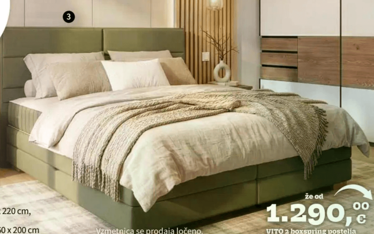 Hom'in boxspring postelja 160 x 200 cm Akcija v trgovini Lesnina