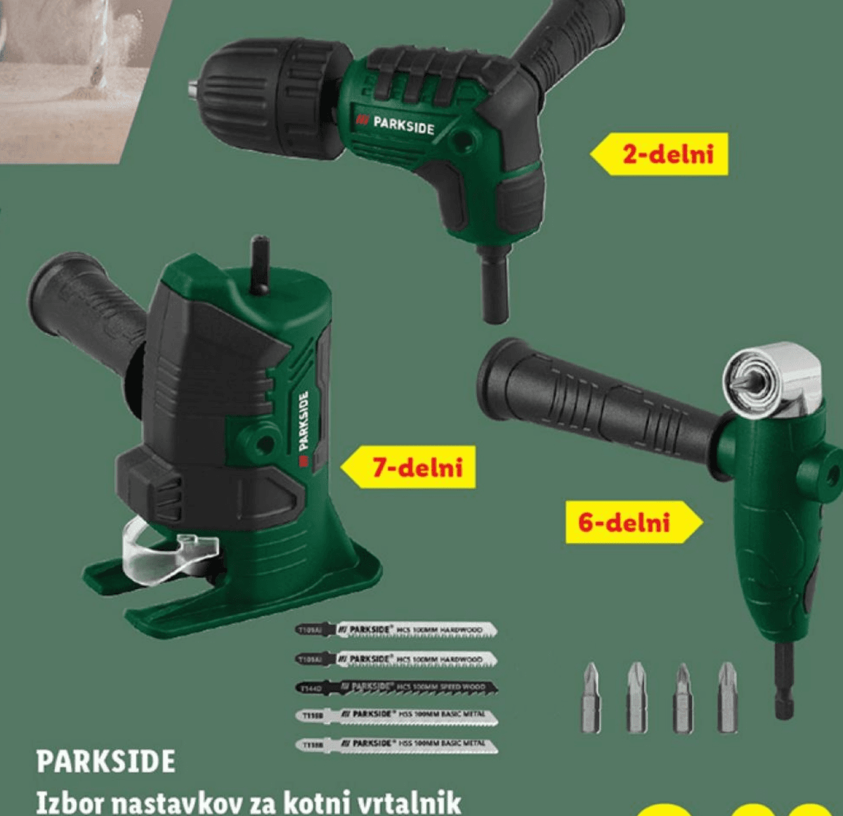 Parkside izbor nastavkov za kotni vrtalnik Akcija v trgovini Lidl