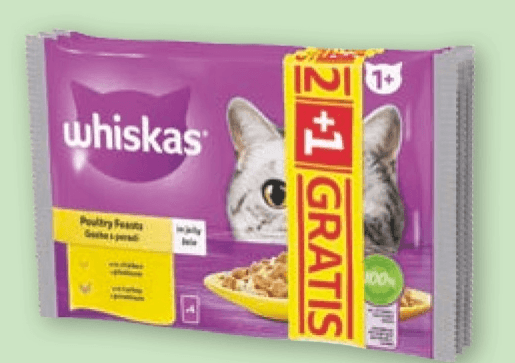 Mačja mokra hrana Whiskas 4 x 85 g Akcija v trgovini Spar