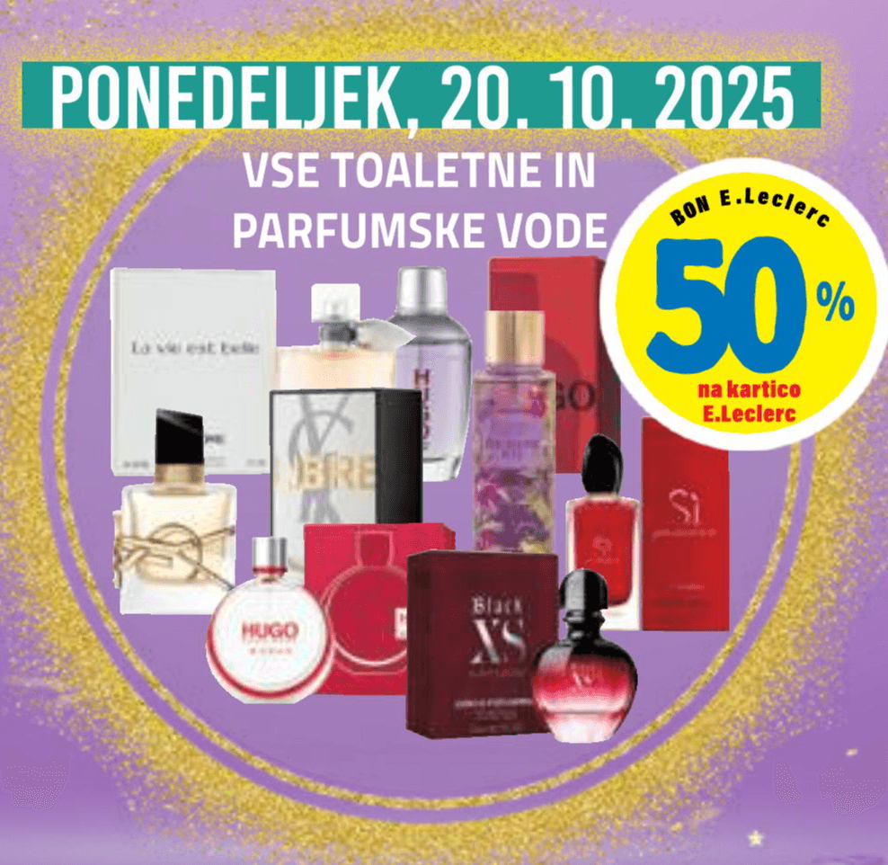 Vse toaletne in parfumske vode Akcija v trgovini E.Leclerc