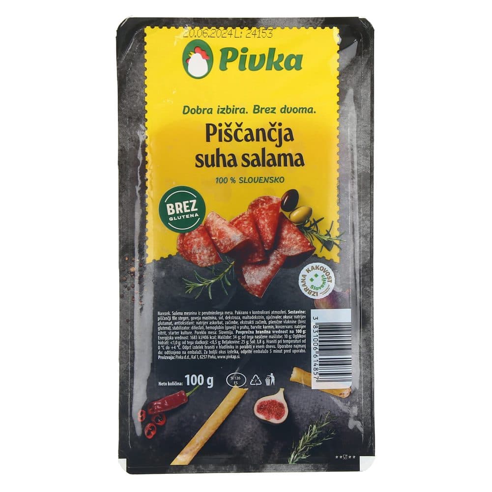 Piščančja suha salama ali kulen 100 g Pivka Akcija v trgovini Spar