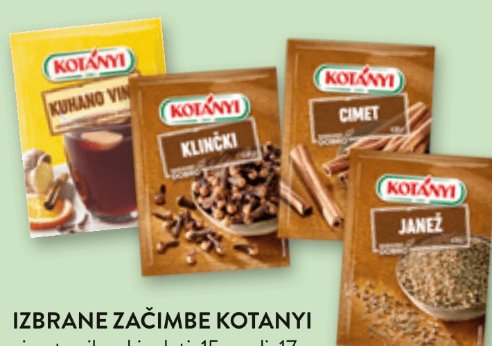 Začimbe Kotanyi 25 g, 17 g, 15 g, 20 g, 18 g Akcija v trgovini Spar