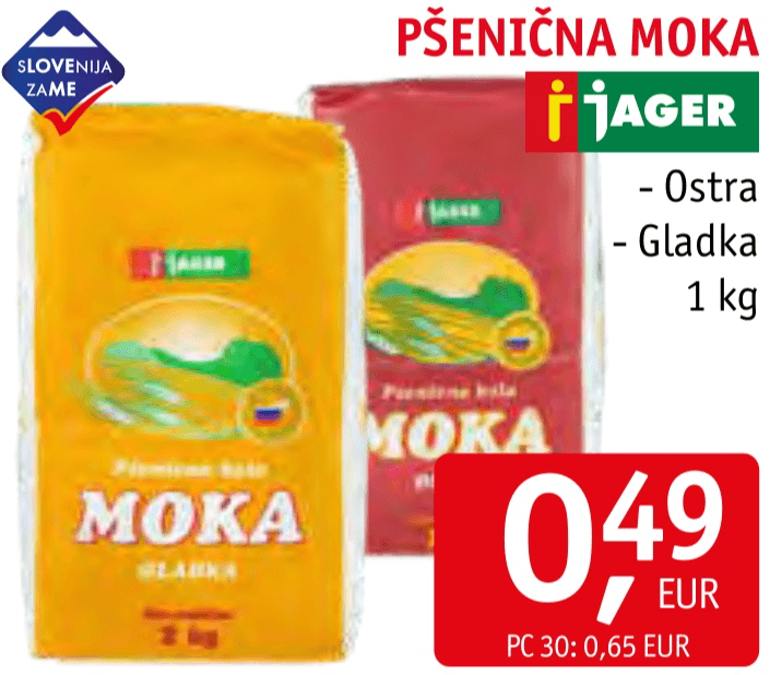 Pšenična moka Gladka 1 kg Jager Akcija v trgovini Jager