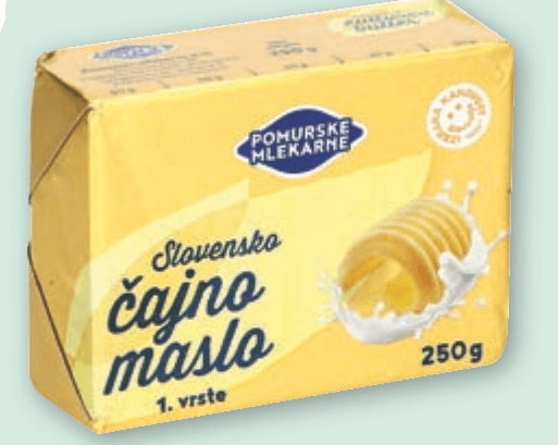 Slovensko čajno maslo 250 g Pomurske Mlekarne Akcija v trgovini Tuš
