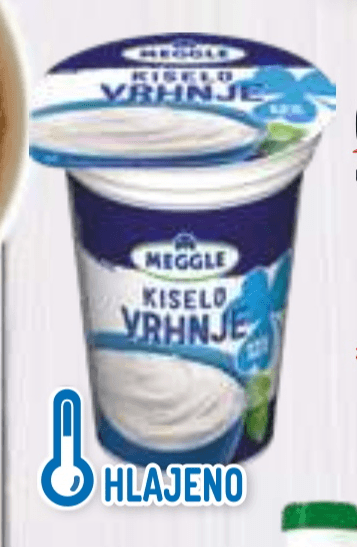 Kisla smetana Meggle 180 g Akcija v trgovini E.Leclerc
