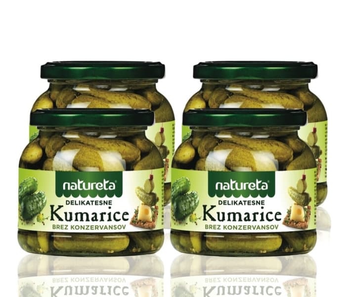 Delikatesne kumarice Natureta 4 x 530 g Akcija v trgovini Mercator