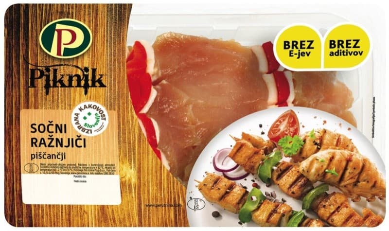 Sočni ražnjiči piščančji IK 500 g Perutnina Ptuj Akcija v trgovini Spar