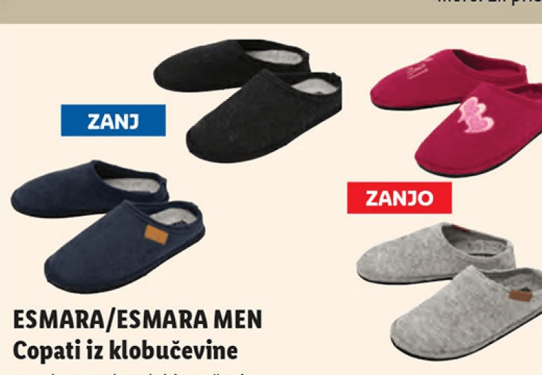 Esmara/Esmara Men copati iz klobučevine par Akcija v trgovini Lidl