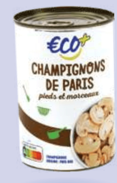 Eco rezani šampinjoni 390 g Akcija v trgovini E.Leclerc