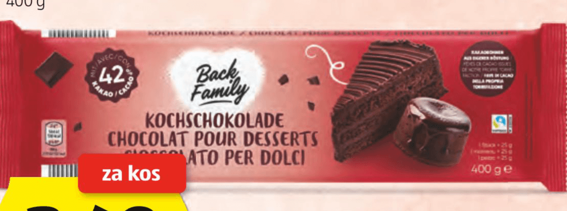 Back Family čokolada za kuhanje in peko 400 g Akcija v trgovini Hofer