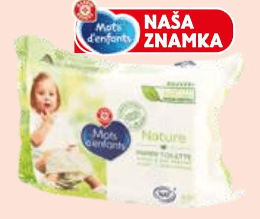 Mots d'enfants vlažen otroški toaletni papir 60/1 Akcija v trgovini E.Leclerc