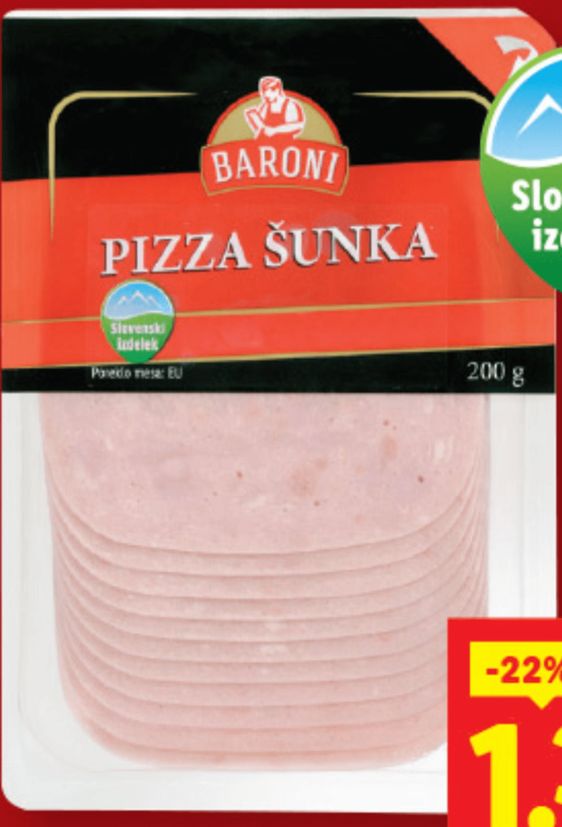 Baroni Pizza šunka 200 g Akcija v trgovini Lidl