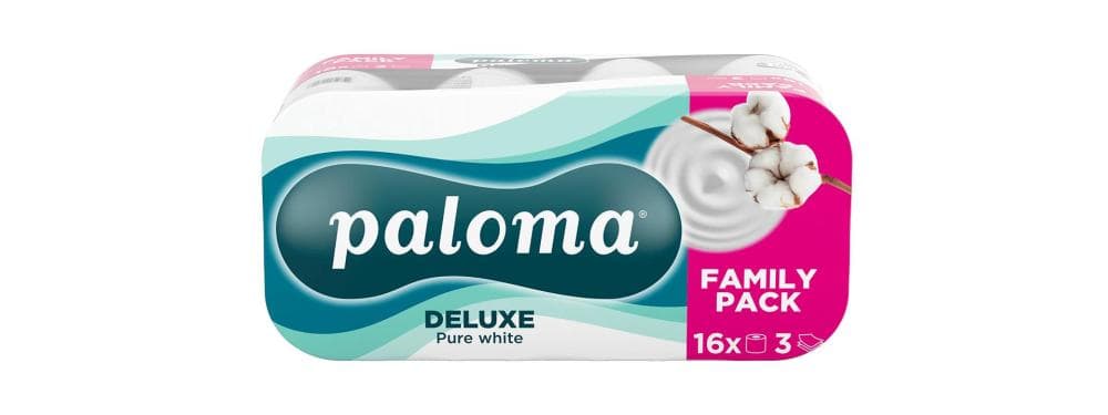 Paloma Toaletni papir Deluxe Pure White 16 rol Akcija v trgovini E.Leclerc
