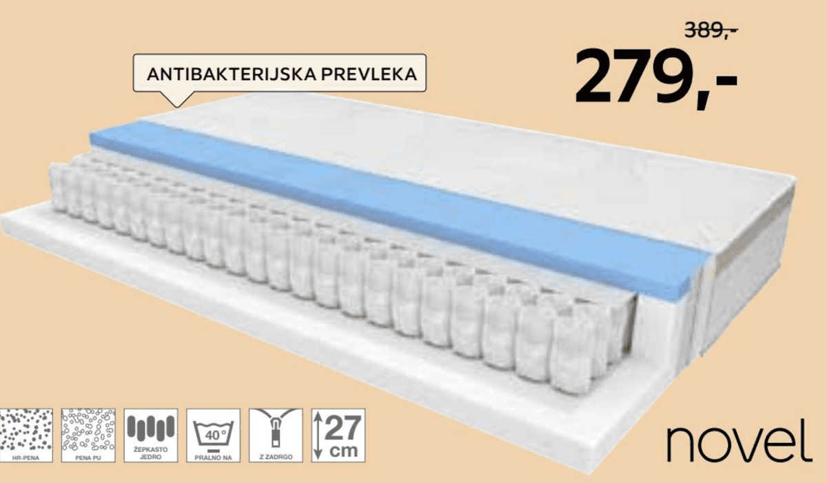 Novel vzmetnica 90 X 200 cm Akcija v trgovini Lesnina