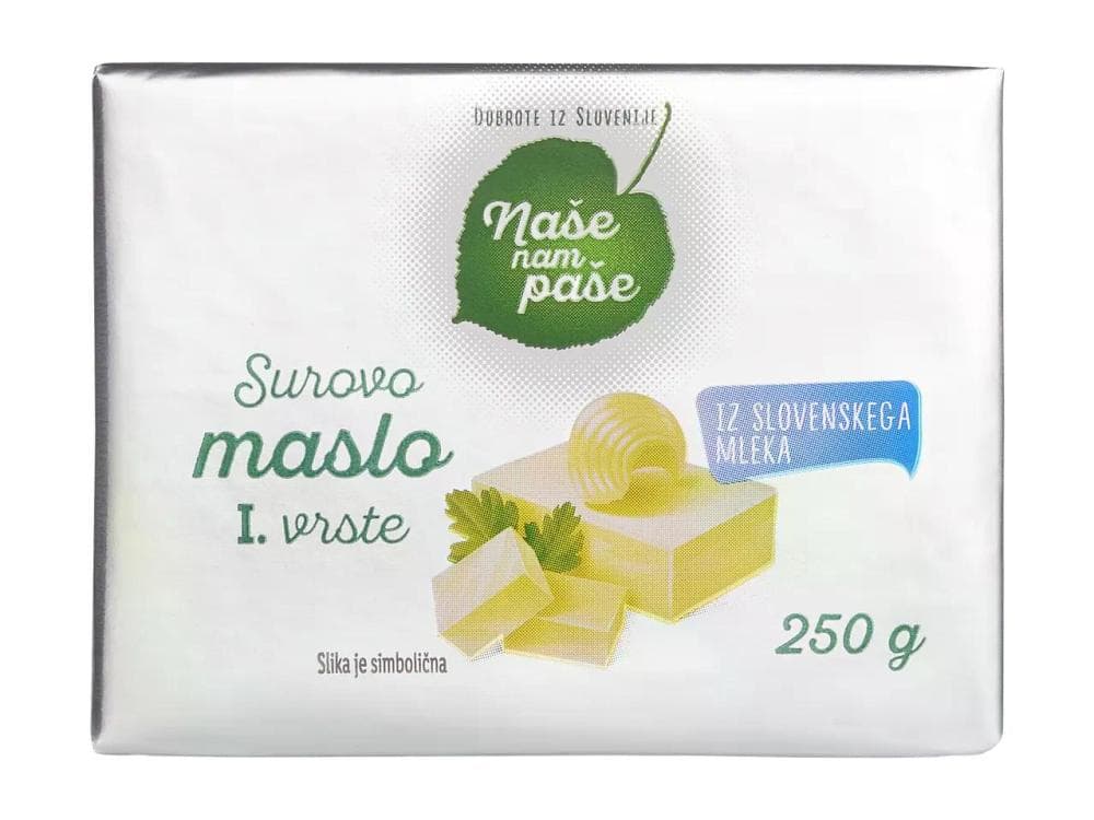 Naše nam paše Slovensko surovo maslo 250 g Akcija v trgovini Lidl