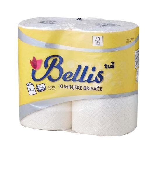 Bellis papirnate brisače 3-slojne, 90 listov, 2/1 Akcija v trgovini Tuš